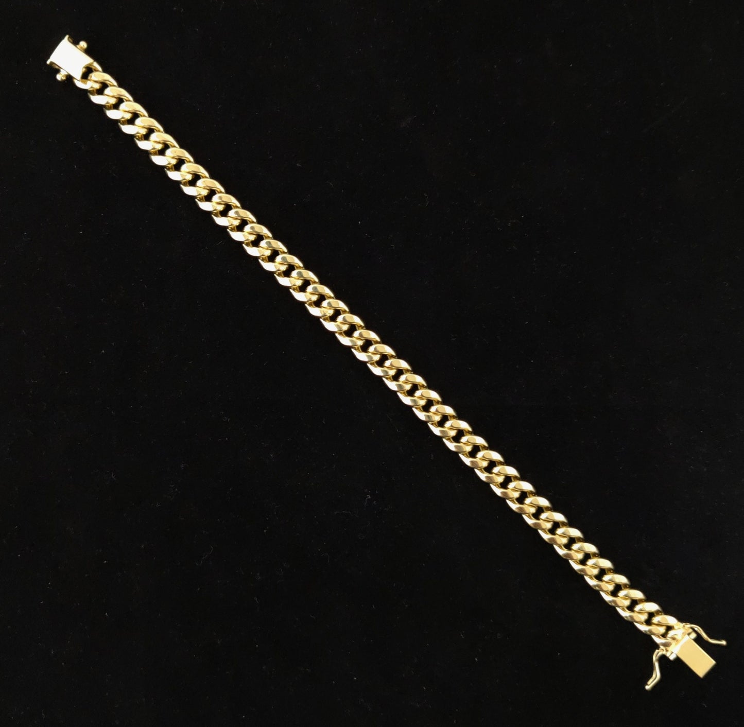 14k Yellow Gold 7.8mm Miami Cuban Chain Bracelet Box Clasp Lock Real 14K Yellow Gold, Men and Women,14k Gold Bracelet, 14k gold miami cuban