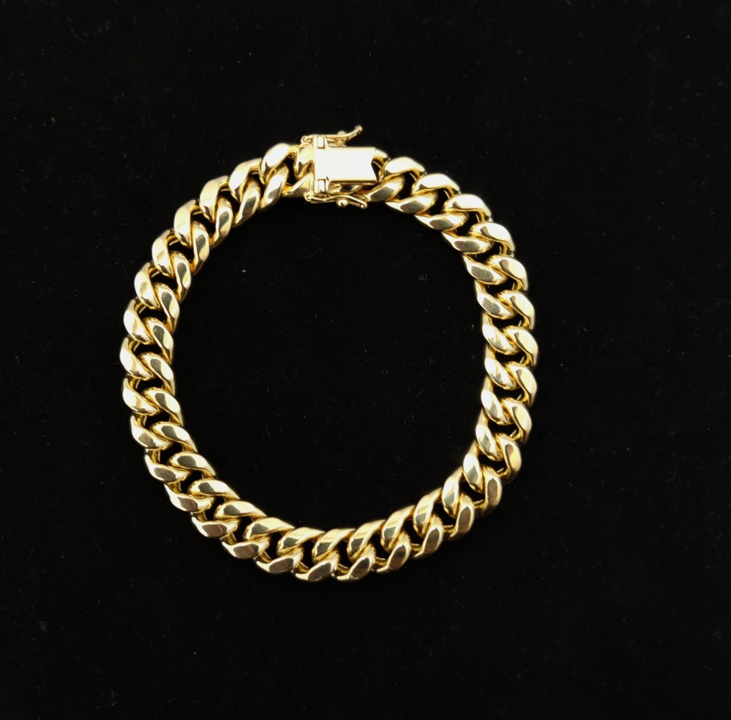 14k Yellow Gold 9.5mm Miami Cuban Chain Bracelet Box Clasp Lock Real 14K Yellow Gold, Men and Women,14k Gold Bracelet, 14k gold miami cuban