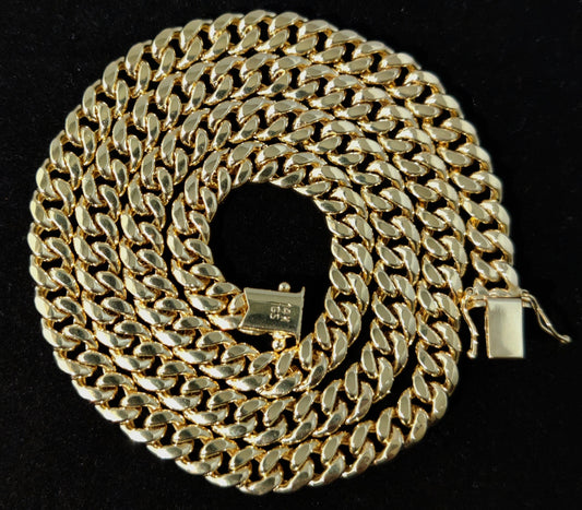 14k Real Gold Miami Cuban Link Chain Necklace 6.8mm Real 14K Yellow Gold,Man Gold Chain,Ladies Gold Chain, 14k Gold Chain