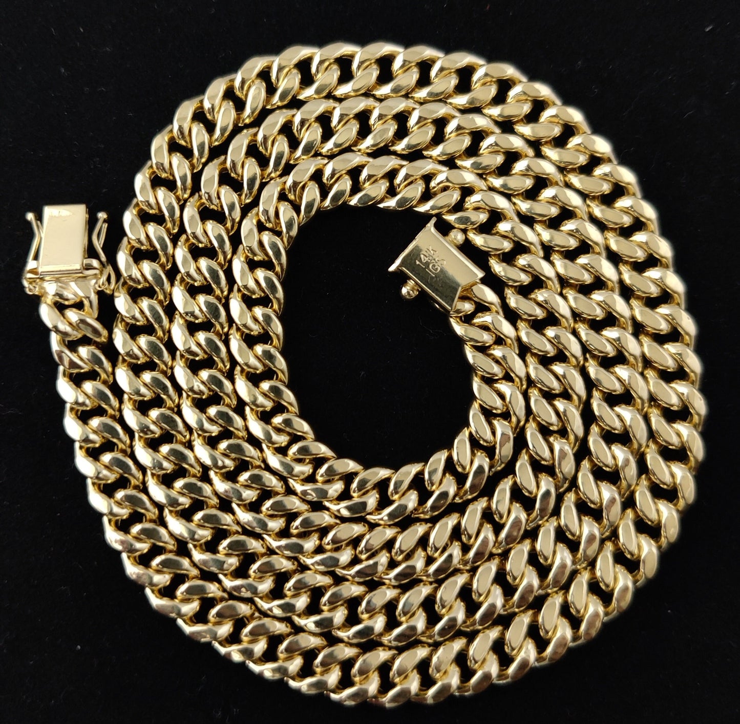 14k Real Gold Miami Cuban Link Chain Necklace 6.8mm 24 Inches Real 14K Yellow Gold,Man Gold Chain,Ladies Gold Chain, 14k Gold Chain