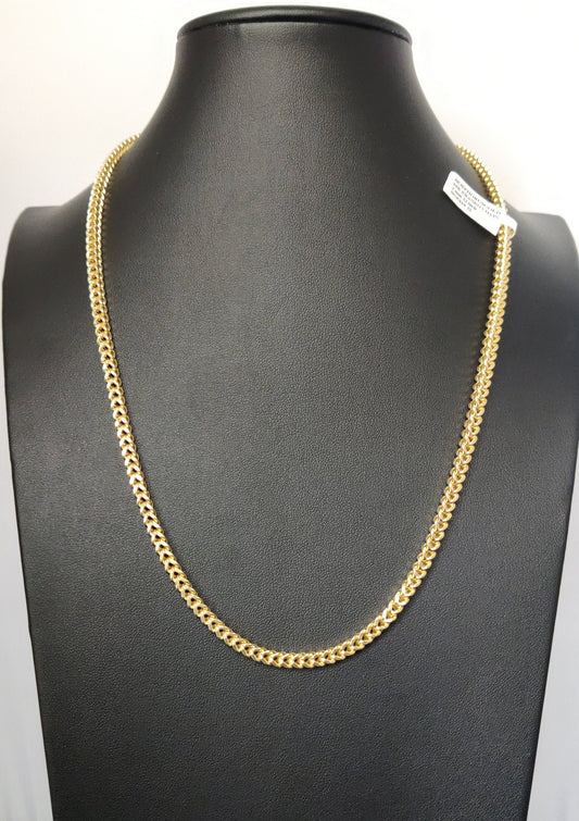 10K Real Semi Solid Gold Franco Chain Necklace, 22 inch Franco Chain, 4mm Real 10K Yellow Gold Franco Chain,10k Gold Chain,Franco Chain