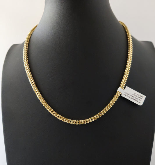 10K Real Semi Solid Gold Franco Chain Necklace, 18 inch Franco Chain, 4mm Real 10K Yellow Gold Franco Chain,10k Gold Chain,Franco Chain
