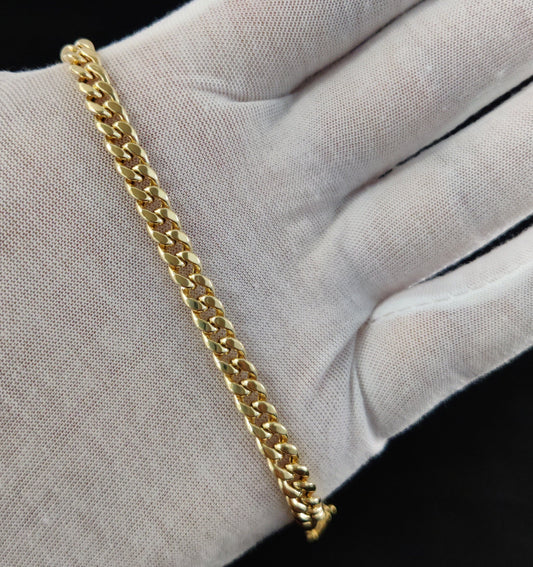 10k Yellow Gold 6.2mm Miami Cuban Bracelet Box Clasp Lock, Real 10K Yellow Gold,Miami Cuban Chain, 10k Real Gold Miami Cuban Bracelet