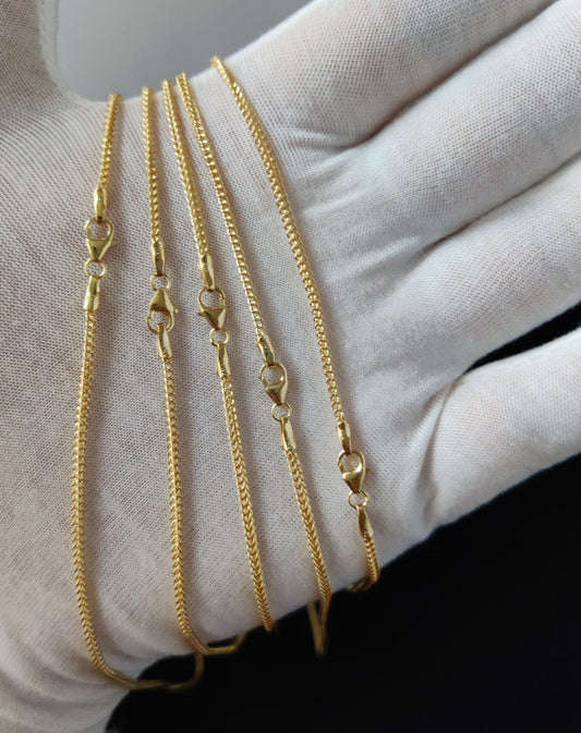 10K Real Semi Solid Gold Franco Chain Necklace, 16"-24" inch, 1.8mm Real 10K Yellow Gold Franco Chain,10k Gold Chain,Franco Chain