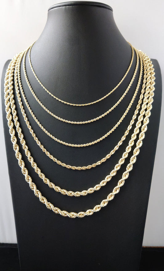 10K Gold Rope Chain Gold Rope Chain Necklace 2mm 2.2mm 2.6mm 3.2mm 4.8mm 6mm 18-26 inches, 10K Gold Rope Chain, 10K Gold Chain,  Men Women