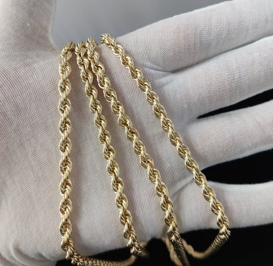 10K Gold Rope Chain Necklace 6mm, Real Gold Rope Chain for Men Women, Yellow Gold Rope Necklace, Heavy Gold Chain