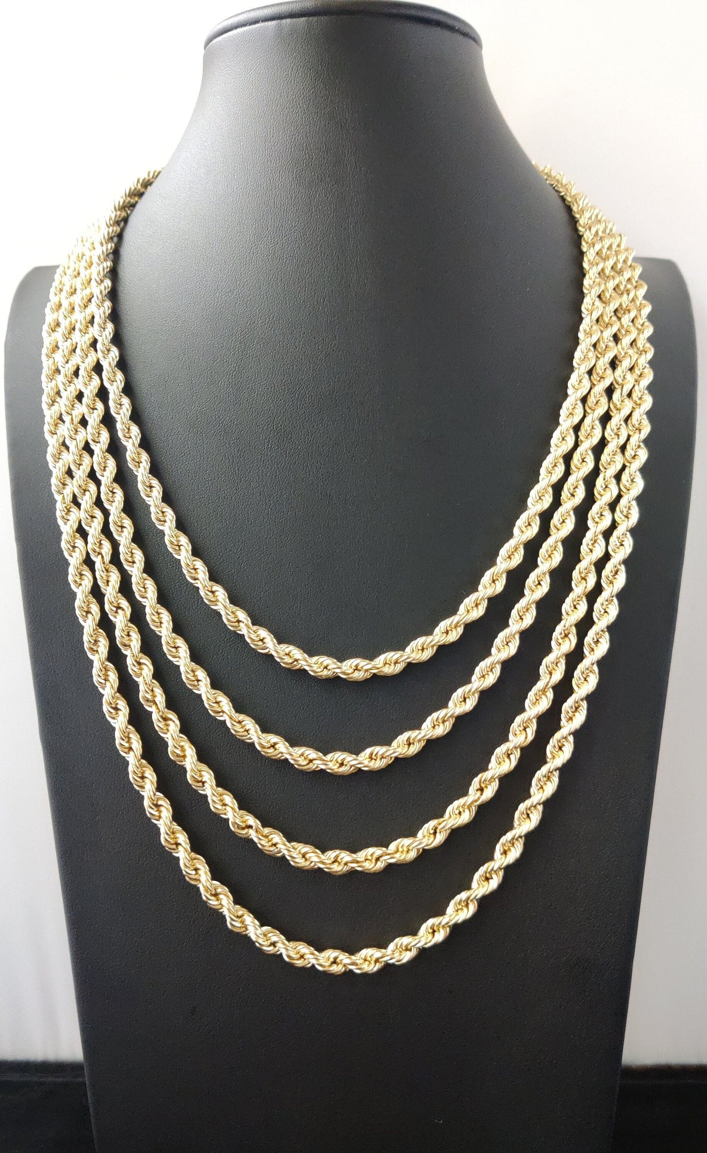10K Gold Rope Chain Necklace 6mm, Real Gold Rope Chain for Men Women, Yellow Gold Rope Necklace, Heavy Gold Chain