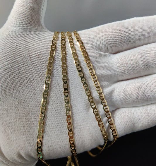 SOLID 10k Yellow Gold 4 mm Mariner Anchor Link Chain Necklace Real Solid 10K Yellow Gold,Real 10k Gold Chain
