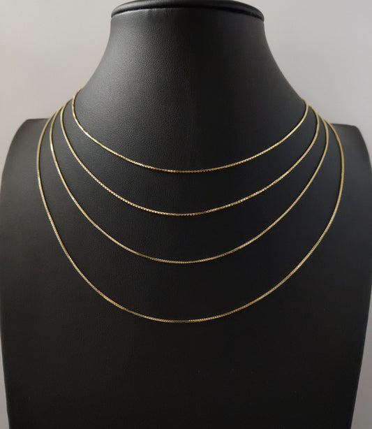 14K Solid Gold Box Chain Necklace,14K Real Gold Necklace, Women, Real Solid Gold 14k Necklace,Delicate Dainty Layered Necklace