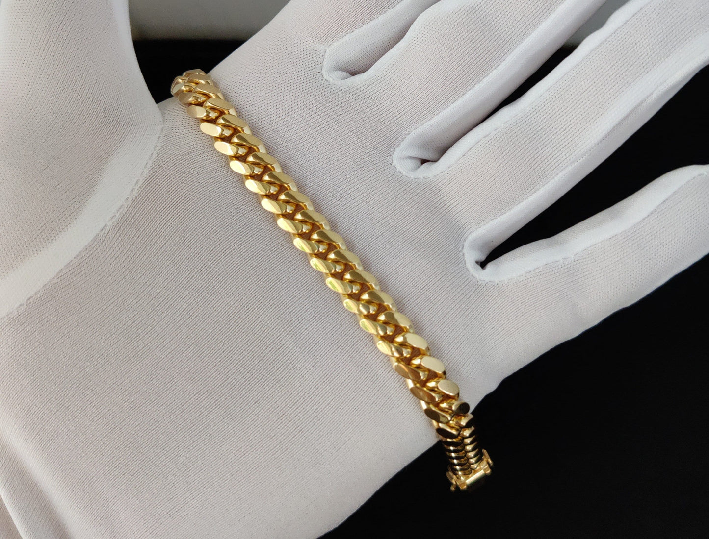 10k SOLID Yellow Gold 7mm Miami Cuban Chain Bracelet Box Clasp Lock Real 10K Yellow Gold,SOLID 10k Gold Bracelet, 10k gold miami cuban