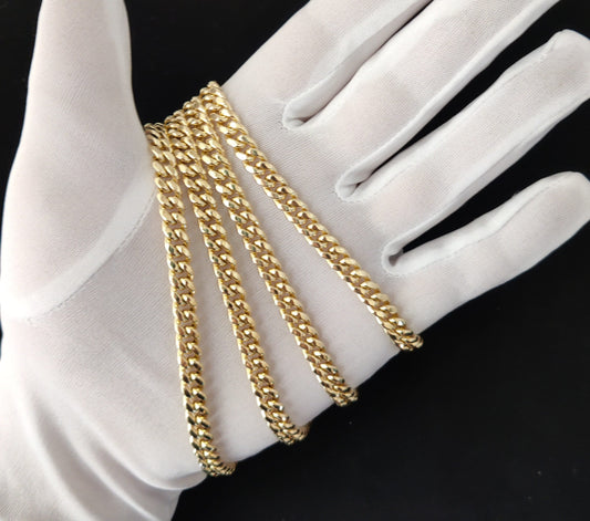 10k Real Gold Miami Cuban Link Chain Necklace and Bracelet 6.7mm Real 10K Yellow Gold, Man Gold Chain,Ladies Gold Chain, 10k Gold Chain