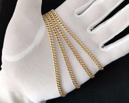 10K Yellow Gold Miami Cuban Chain Necklace Bracelet 4.5mm, Real Gold Cuban Link Chain for Men Women, Everyday Gold Jewelry, Miami Cuban