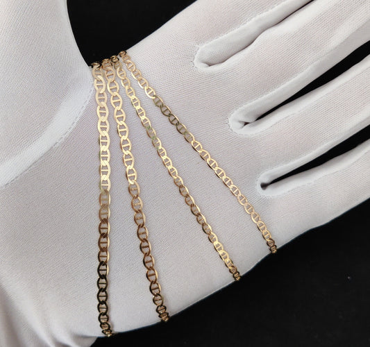 10K SOLID Mariner Anchor Chain, Real Solid 10K Yellow Gold Necklace, Man and Woman,10k Solid Gold Chain ,10K Solid Gold Mariner Chain