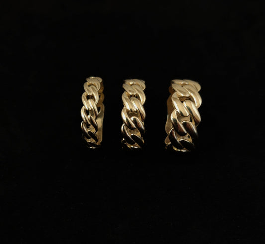 14k Real Yellow Gold 5.5mm,7.5mm,9.5mm Miami Cuban Chain Ring ,10.5 Us, Real 14K Yellow Gold, Men and Women