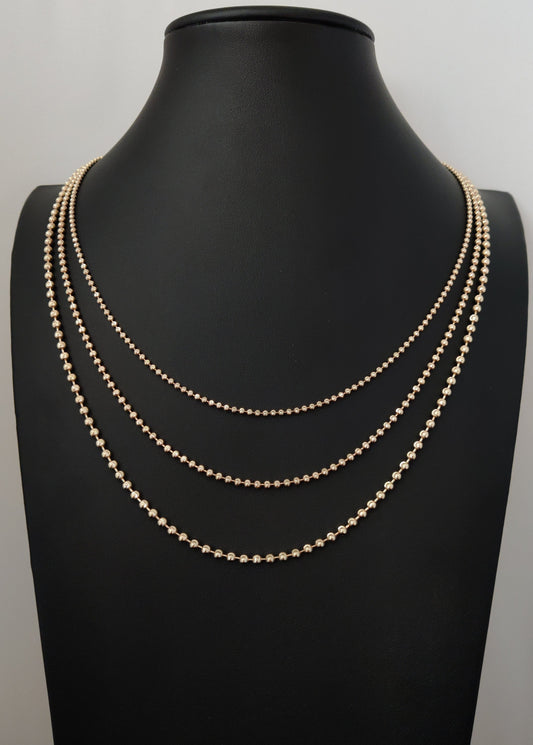 SOLID 10K Real Yellow Gold Half Moon Diamond Cut Bead Ball Chain Necklace ,2mm ,2.5mm, 3mm Moon Chain Necklace , Real 10k Gold Chain ,Women