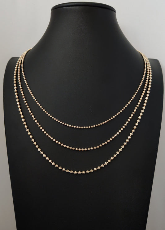 SOLID 10K Real Yellow Gold Half Moon Diamond Cut Bead Ball Chain Necklace ,2mm ,2.5mm, 3mm Moon Chain Necklace , Real 10k Gold Chain ,Women