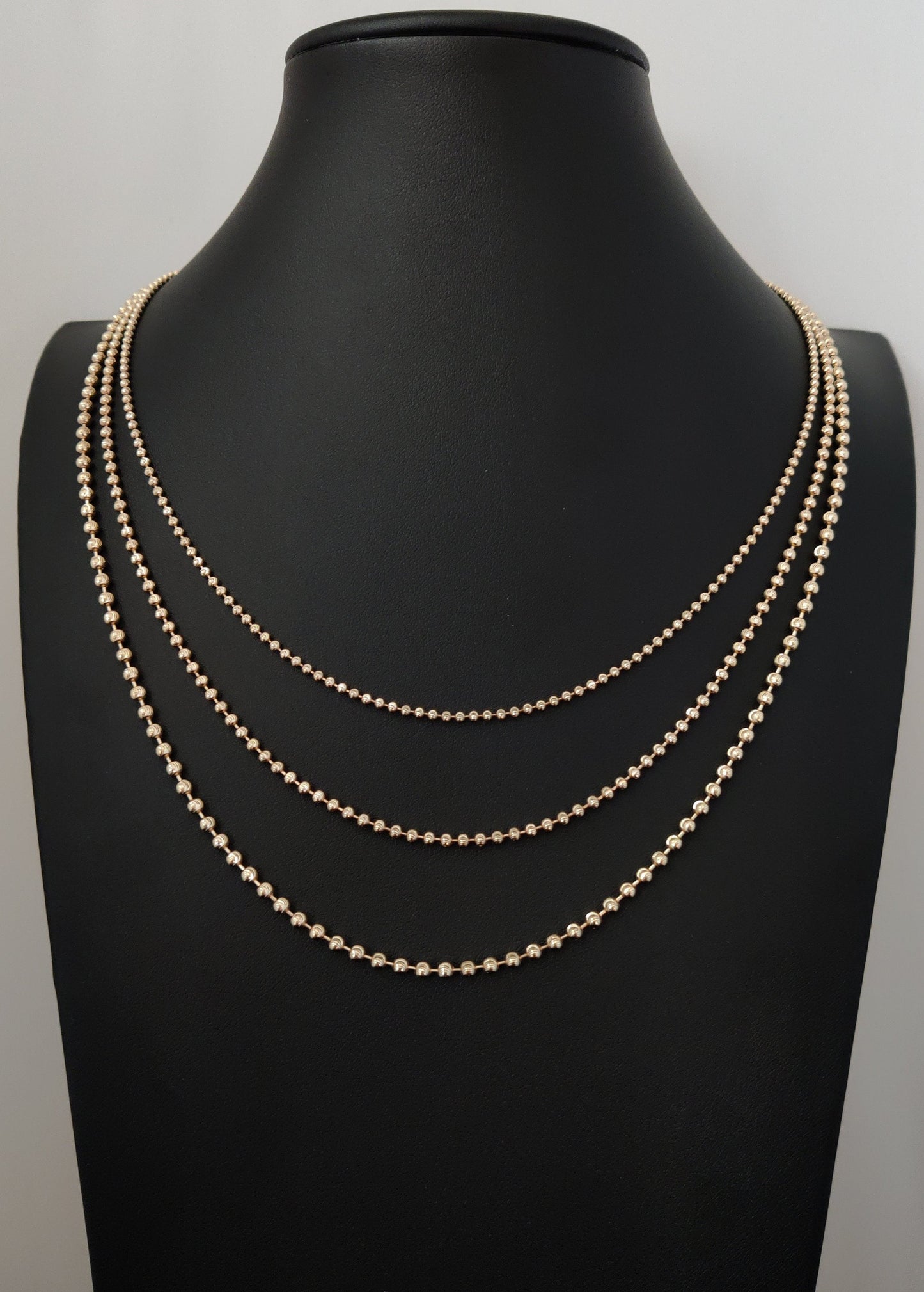 SOLID 10K Real Yellow Gold Half Moon Diamond Cut Bead Ball Chain Necklace ,2mm ,2.5mm, 3mm Moon Chain Necklace , Real 10k Gold Chain ,Women