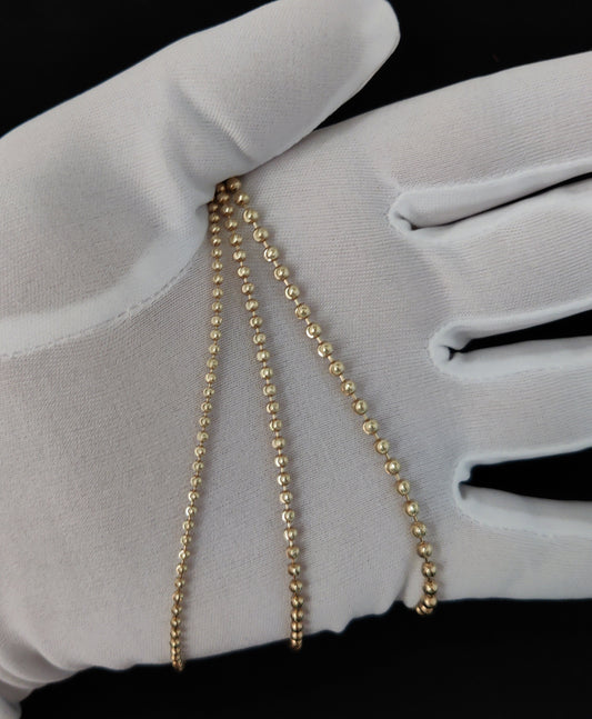 SOLID 10K Real Yellow Gold Half Moon Diamond Cut Bead Ball Chain Necklace ,2mm ,2.5mm, 3mm Moon Chain Necklace , Real 10k Gold Chain ,Women