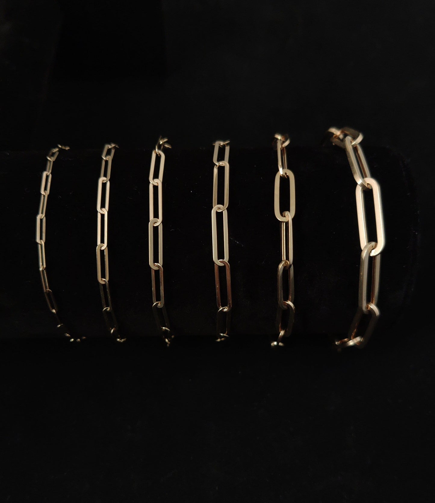 Real 14k Gold Paperclip Chain Bracelet 2.2MM - 5.8MM, 14k Yellow, Rose, White Gold Women Bracelet,Fancy Gold Bracelet,14k Gold Paperclips
