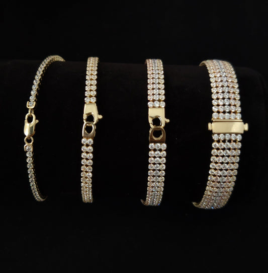 14k Solid Real Gold Tennis Bracelet, Cubic Zirconia Tennis Bracelet, Dainty Bracelet, Yellow ,White Rose gold Tennis Bracelet