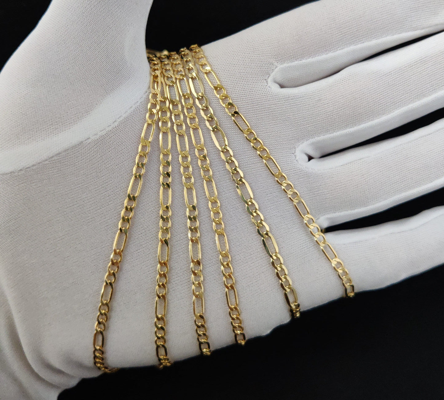 10K Yellow Gold Figaro Chain Necklace, 3.2mm  16" - 24" Inch, Thick Link Chain, Real 10k Gold Chain, Gold Figaro Chain, Men and Women