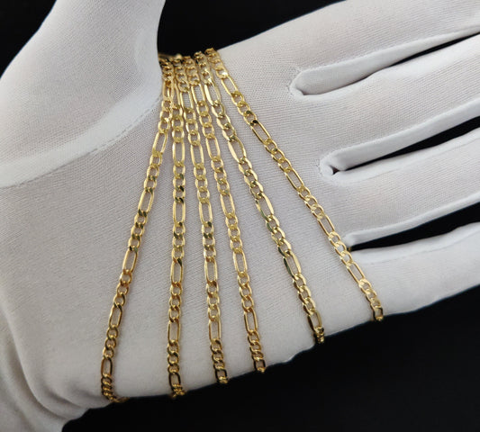 10K Yellow Gold Figaro Chain Necklace, 3.2mm 16" - 24" Inch, Thick Link Chain, Real 10k Gold Chain, Gold Figaro Chain, Men and Women