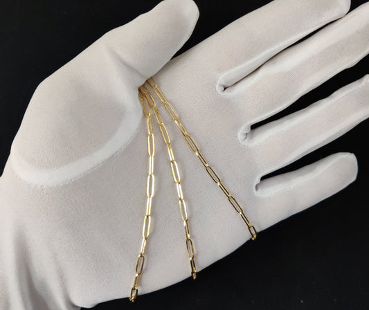Solid 10k Gold Heavy Italian Paperclip Chain Necklace 3mm Women,10k Gold chain Necklace, Italian Paperclip Chain, 10k Paperclips Necklace