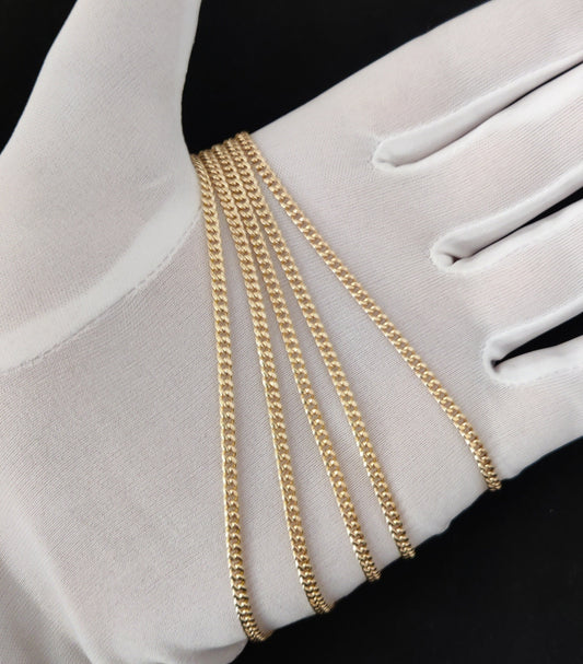 Yellow Gold Miami Cuban Chain Necklace and Bracelet 3mm Real 10K Yellow Gold, Man Gold Chain,Ladies Gold Chain, 10k Gold Chain