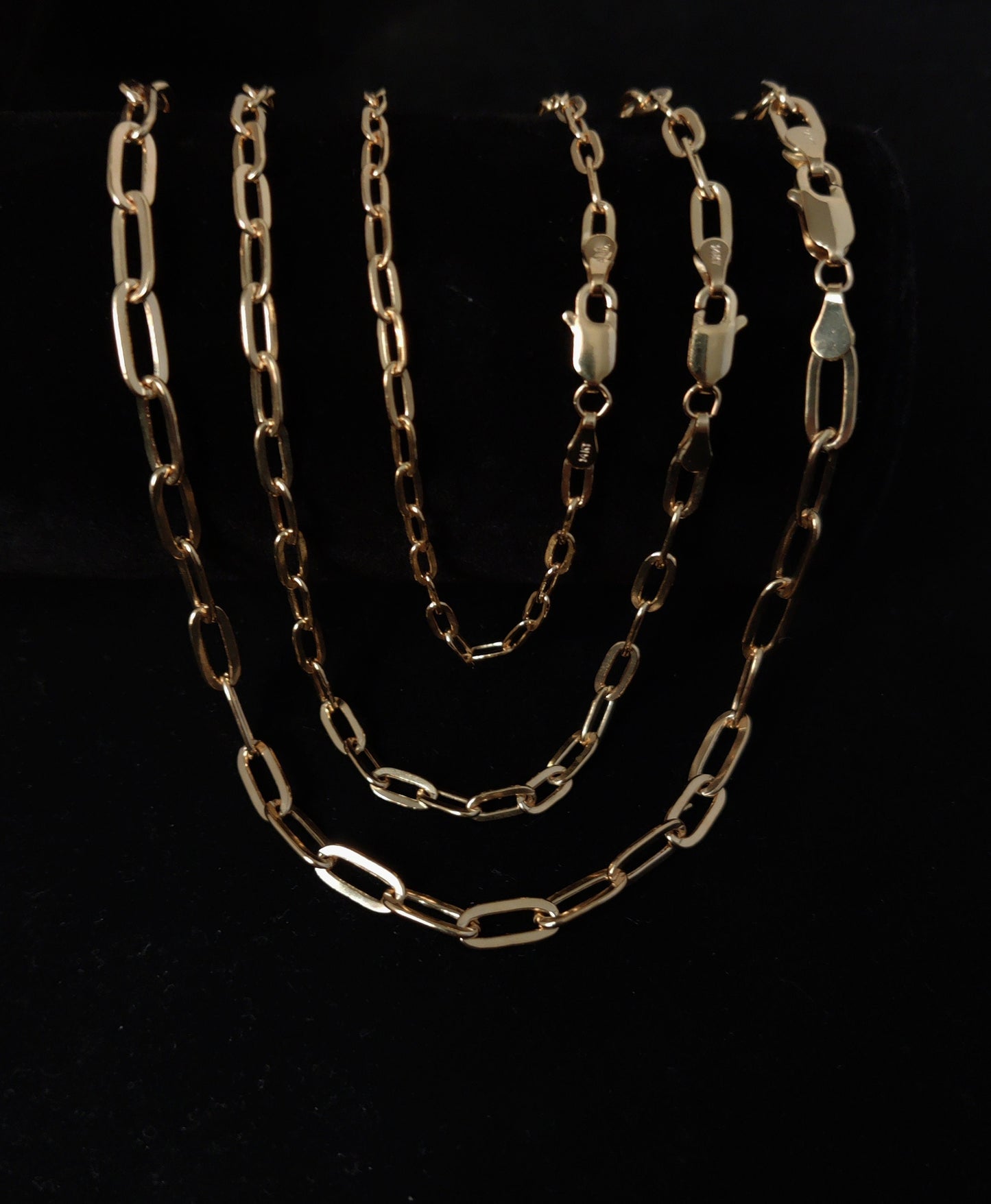 14k Real Gold Italian Paperclip Chain Necklace 2.2mm - 5mm Women, 14k Gold Chain Necklace, 14K Italian Paperclip Chain,Real Gold Necklace