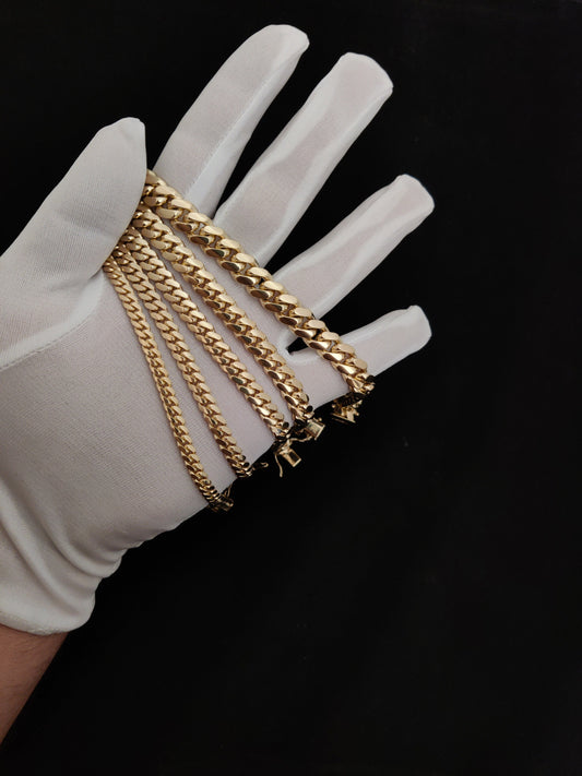 14K SOLID Gold 3mm-10mm Miami Cuban Chain Bracelet, Box Clasp Lock, Heavy Real 14K Yellow Gold,14k Bracelet, 14k gold Miami cuban Bracelet