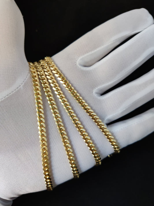 10k Real Gold Miami Cuban Link Chain Necklace, 5mm Real 10K Yellow Gold, 1ok Real Gold Heavy Man Gold Chain,Ladies Gold Chain