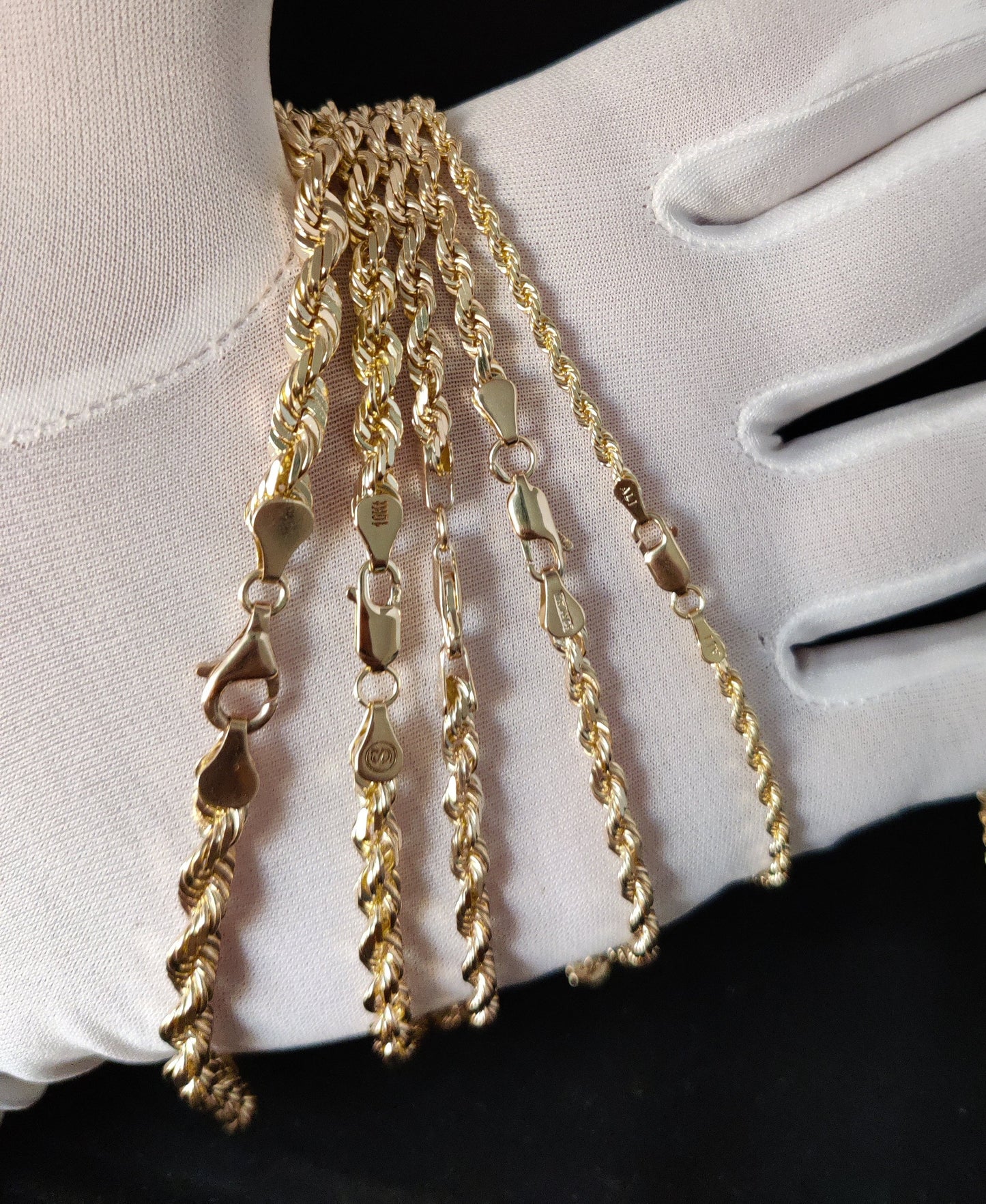 10K SOLID Gold Rope Chain ,Solid Gold Rope Chain Necklace 1.7mm- 5.8mm 16-26 inches, 10K Real SOLID Gold Rope Chain for Men Women