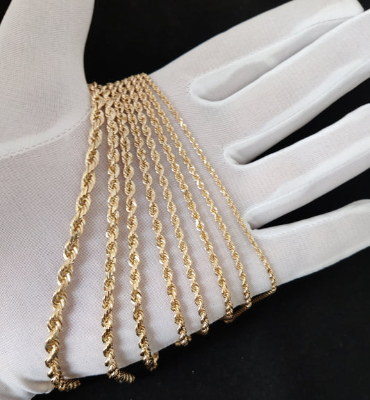 14K SOLID Gold Rope Chain, Gold Rope Chain Necklace 2mm-5mm 16-26 inches, Heavy Fully Solid 14K Gold Rope Chain, 14K Gold Chain, Men Women