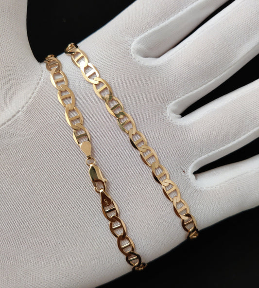 SOLID 10k Real Yellow Gold 6 mm  Mariner Anchor Link Chain Necklace, Real Solid 10K Yellow Gold, 10k Gold Chain, Solid Mariner Anchor Chain