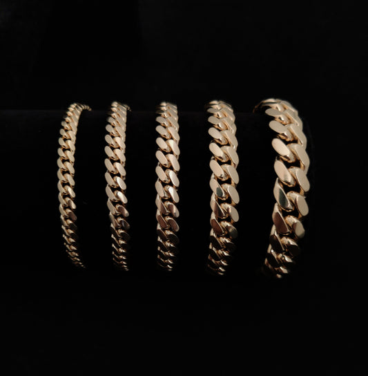 14K SOLID Gold 3mm-10mm Miami Cuban Chain Bracelet, Box Clasp Lock, Heavy Real 14K Yellow Gold,14k Bracelet, 14k gold Miami cuban Bracelet