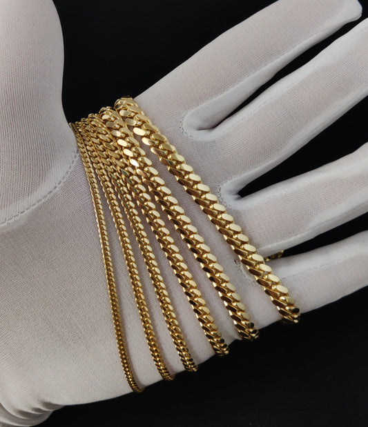 14k Real SOLID Gold Miami Cuban Link Chain Necklace 1.1mm - 7mm, Real 14K Yellow Gold,Man Gold Chain,Ladies Gold Chain, Heavy 14k Gold Chain