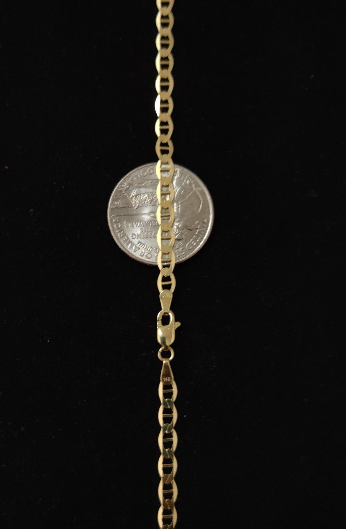 SOLID 14k Real Yellow Gold 4mm  Mariner Anchor Link Chain Necklace, Real Solid 14K Yellow Gold, 14k Gold Chain, Solid Mariner Anchor Chain