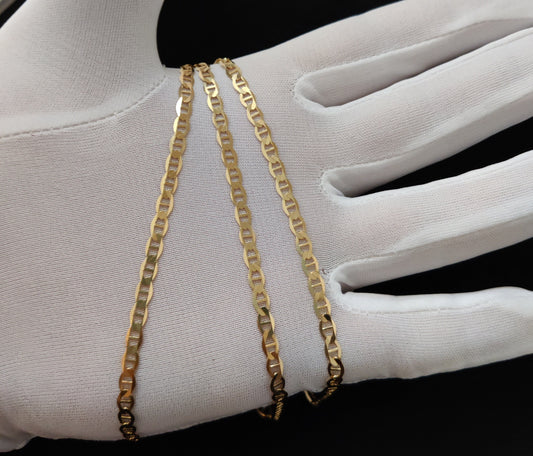 SOLID 14k Real Yellow Gold 4mm  Mariner Anchor Link Chain Necklace, Real Solid 14K Yellow Gold, 14k Gold Chain, Solid Mariner Anchor Chain