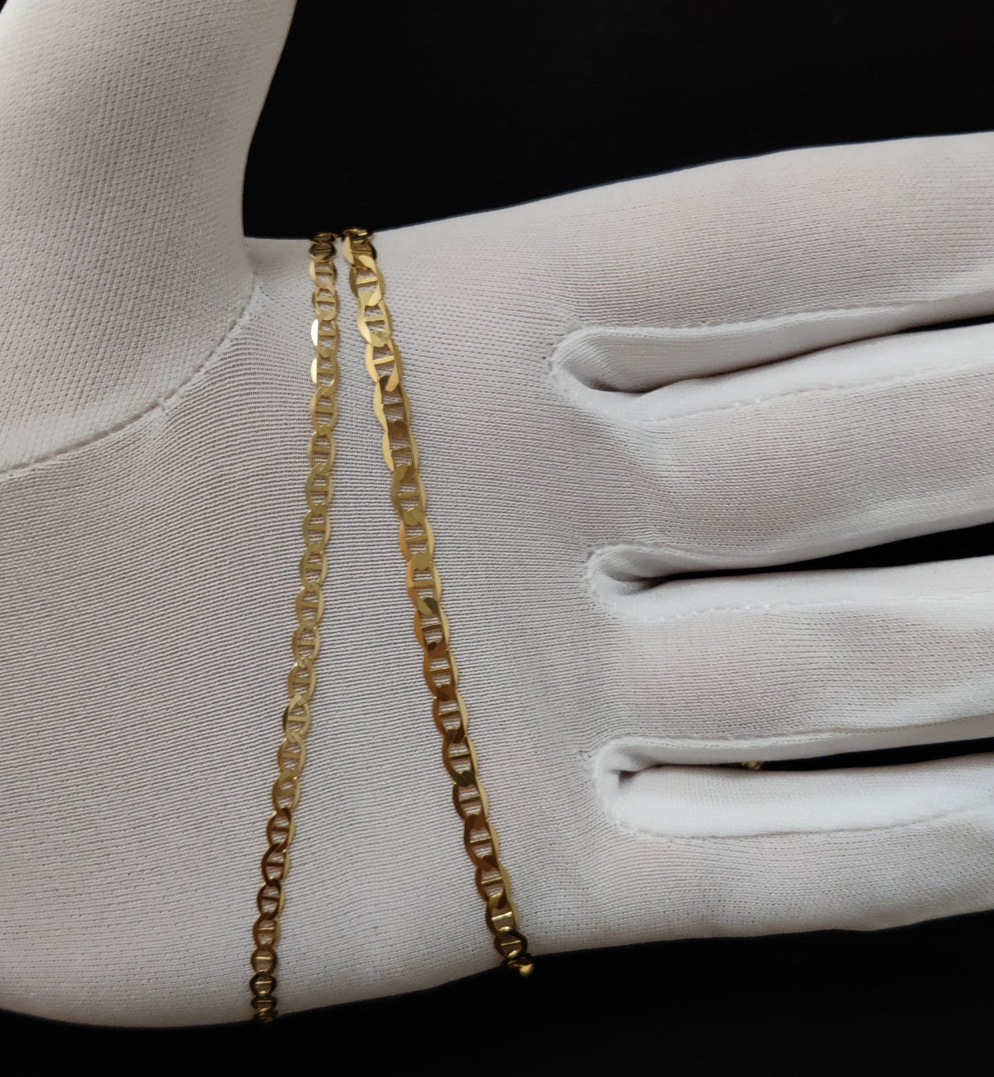 14K Solid Gold Mariner Anchor Chain Necklace, Real Yellow Gold Mariner Link Chain, Solid Gold Necklace for Men Women