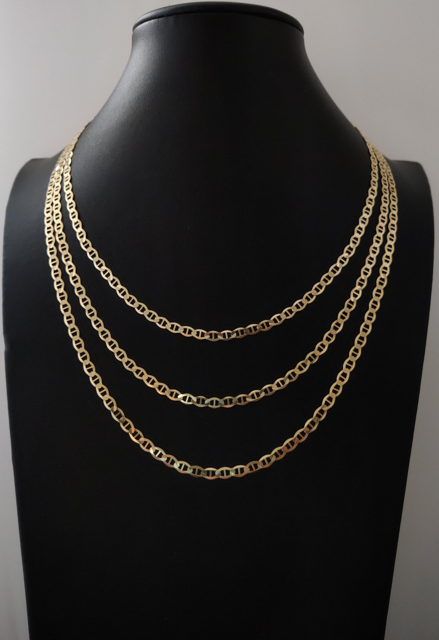 14K Solid Gold Mariner Anchor Chain Necklace, Real Yellow Gold Mariner Link Chain, Solid Gold Necklace for Men Women