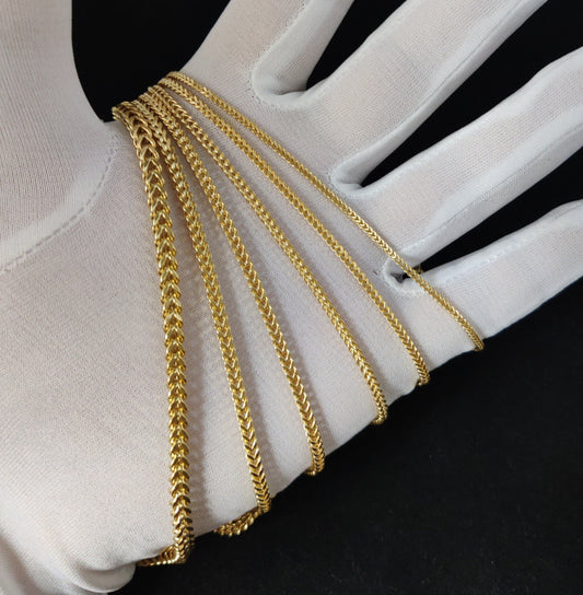 10K Real Semi Solid Gold Franco Chain Necklace and Bracelets, 1.8mm - 4mm Real 10K Yellow Gold Franco Chain,10k Gold Franco Chain