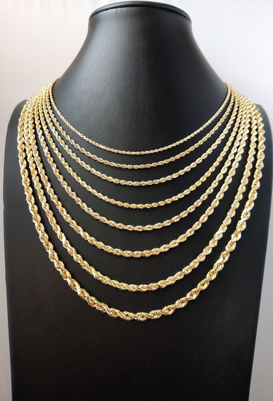 14K SOLID Gold Rope Chain, Gold Rope Chain Necklace 2mm-5mm 16-26 inches, Heavy Fully Solid 14K Gold Rope Chain, 14K Gold Chain, Men Women