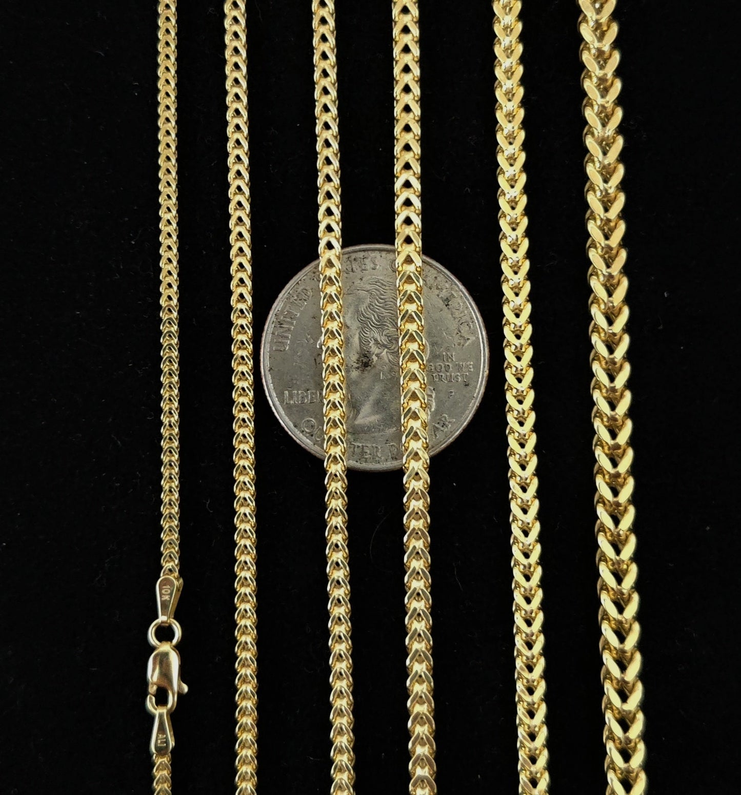 10K Real Semi Solid Gold Franco Chain Necklace and Bracelets, 1.8mm - 4mm Real 10K Yellow Gold Franco Chain,10k Gold Franco Chain