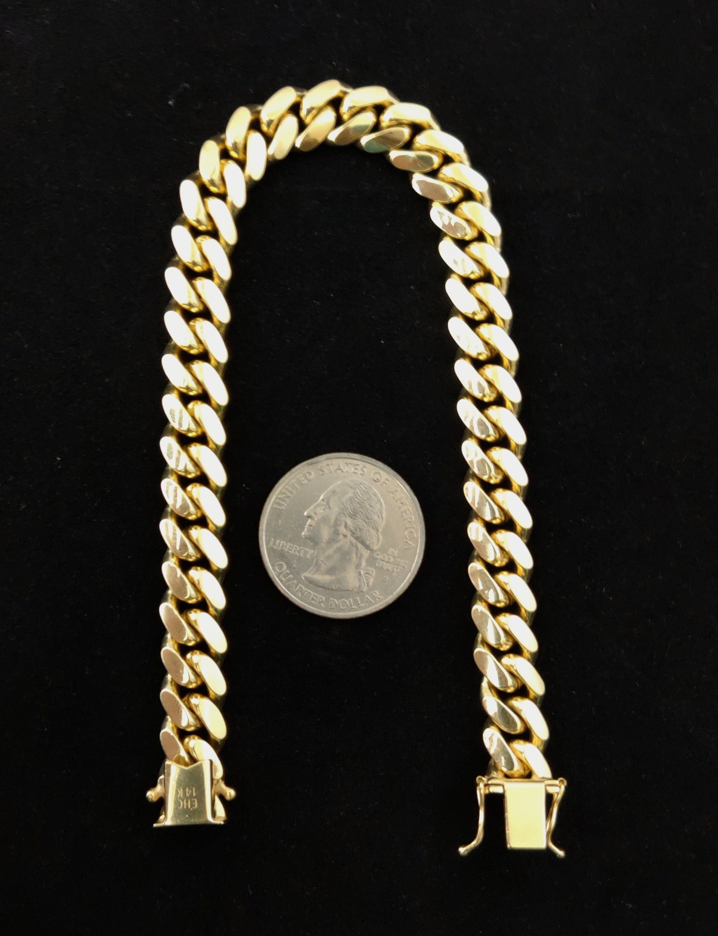 FULLY SOLID 14k Real Gold 9.5MM Miami Cuban Chain Bracelet Box Clasp Lock, Real 14K Yellow Gold,14k Gold Bracelet, 14k gold miami cuban