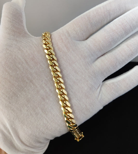 FULLY SOLID 14k Real Gold 10 MM Miami Cuban Chain Bracelet Box Clasp Lock, Real 14K Yellow Gold,14k Gold Bracelet, 14k gold miami cuban