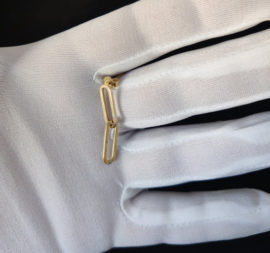 14k Real  Yellow Gold Paperclips Earrings, Drop Paperclips Earrings, High Quality, Real Gold  Earrings,Women Earrings
