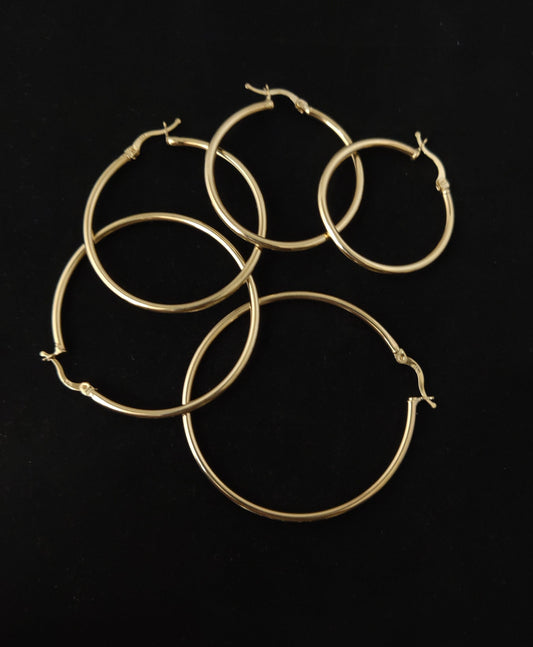 14k Gold Hoop Earrings,Real Gold Hoop Earrings, 2mm, 3mm and 4mm Thickness High Quality, 15mm-70mm Gold Hoop Earrings, Women Hoop Earrings