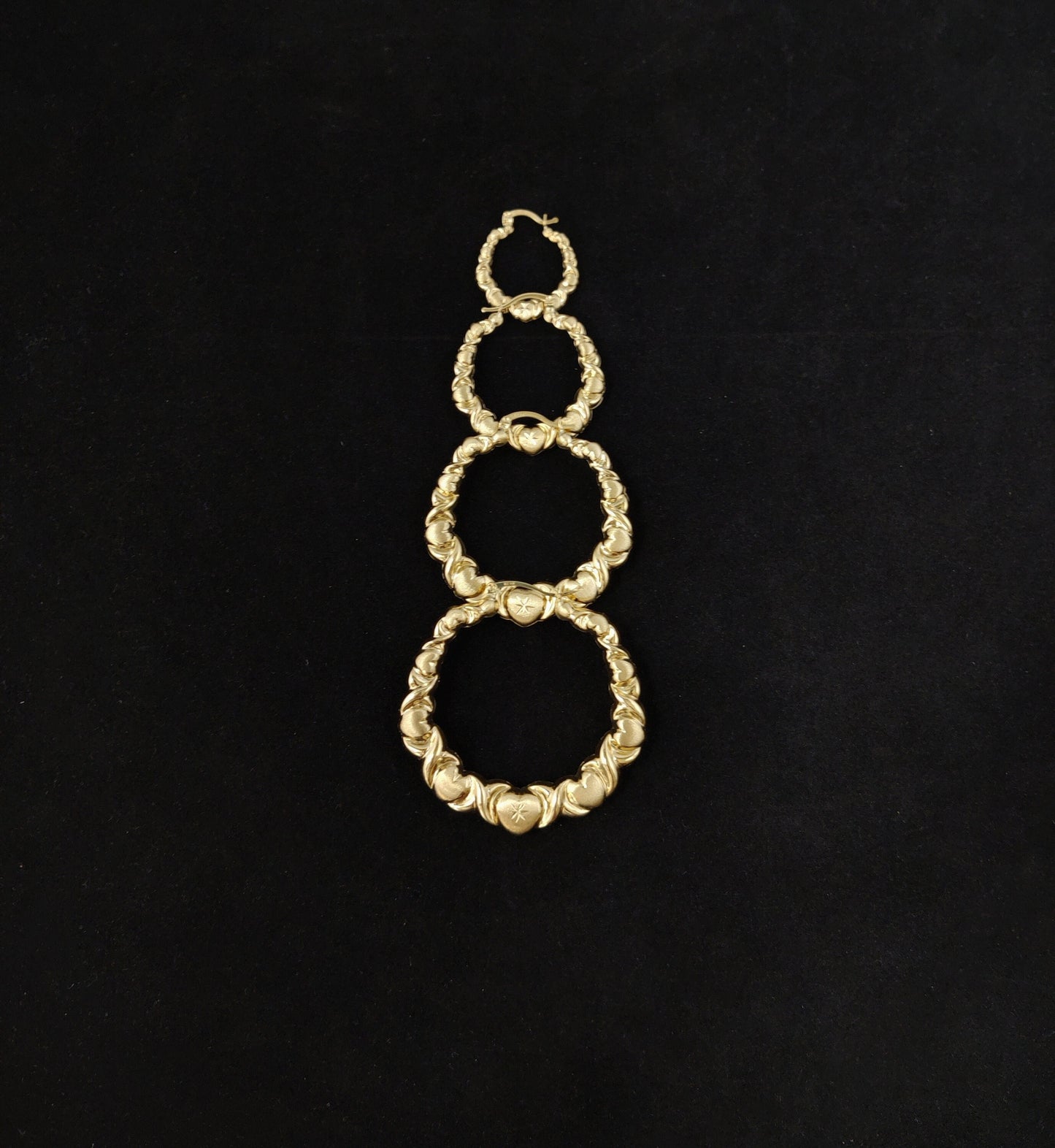 14k Real Solid Yellow Gold Textured Heart Hoop Earrings,High Quality,25mm-70mm Gold Hoop Earrings,Women Earrings