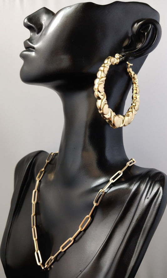 10k Real Solid Yellow Gold Textured Heart Hoop Earrings,High Quality,25mm-82mm Gold Hoop Earrings,Women Earrings