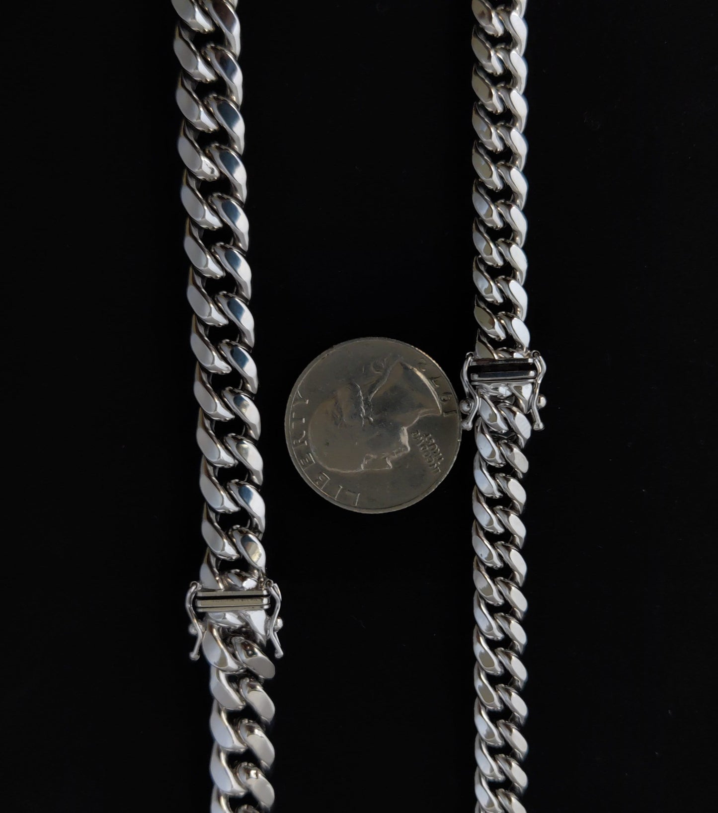 10k Real White Gold Miami Cuban Link Chain Necklace,7.5mm and 9.4mm 10K White Gold, Man Gold Chain,Ladies Gold Chain, White Miami Cuban